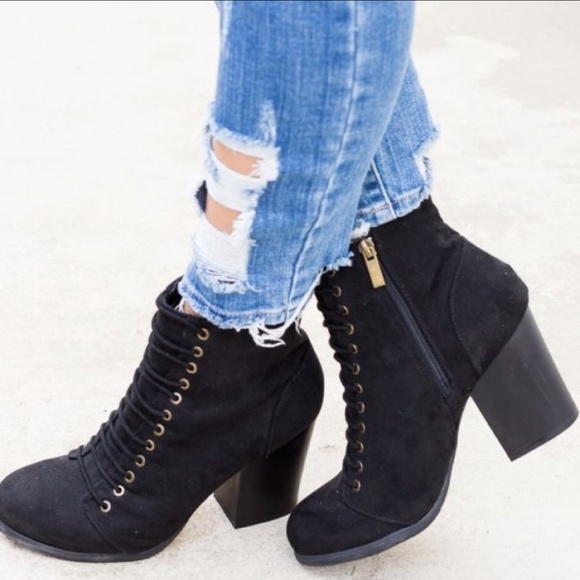 Shoes - Black Laced Booties